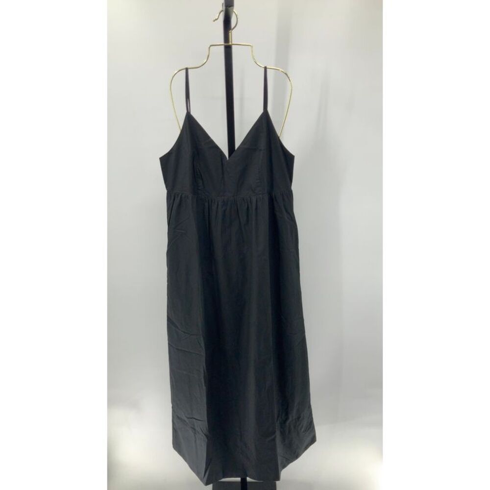 Quince Black V-Neck Spaghetti Strap Midi Dress NWT M